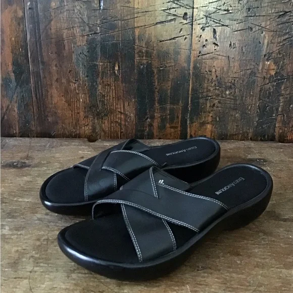 Enzo Angiolini Black Leather Slides - Picture 7 of 7